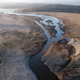 The Theewaterskloof Dam, which supplies most of Cape Town’s potable water, is seen from above near Villiersdorp, South Africa on Feb. 20.